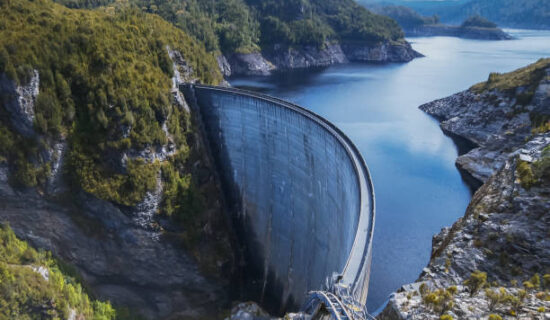 the hydro electric dam at strathgordon in the south west of tasmania, australia